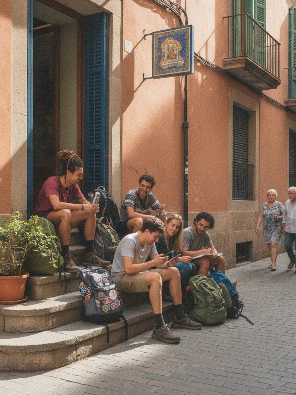 Backpackers community in Barcelona